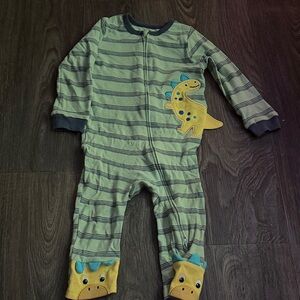 Adorable Dinosaur Striped Footie Pajamas